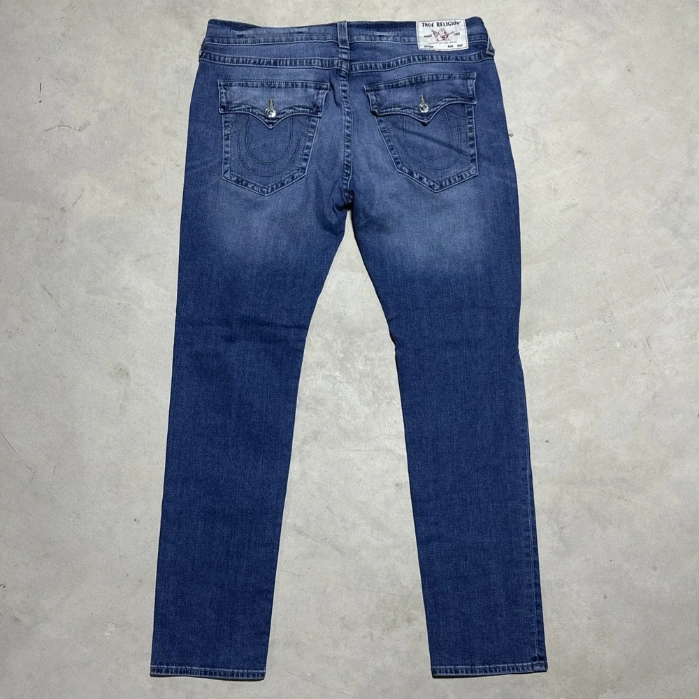 True Religion Rocco Relaxed Skinny Jeans Men's Size 40x35 Medium Light Wash Blue